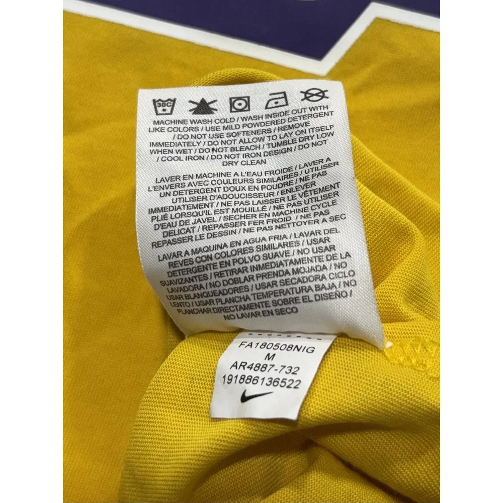 Los Angeles Lakers Shirt Mens Medium Yellow NBA Lonzo Ball Nike Dri Fit